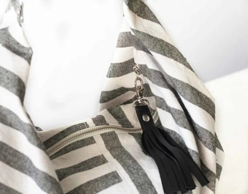 Kallia mini bag - Striped canvas and leather - milloobags