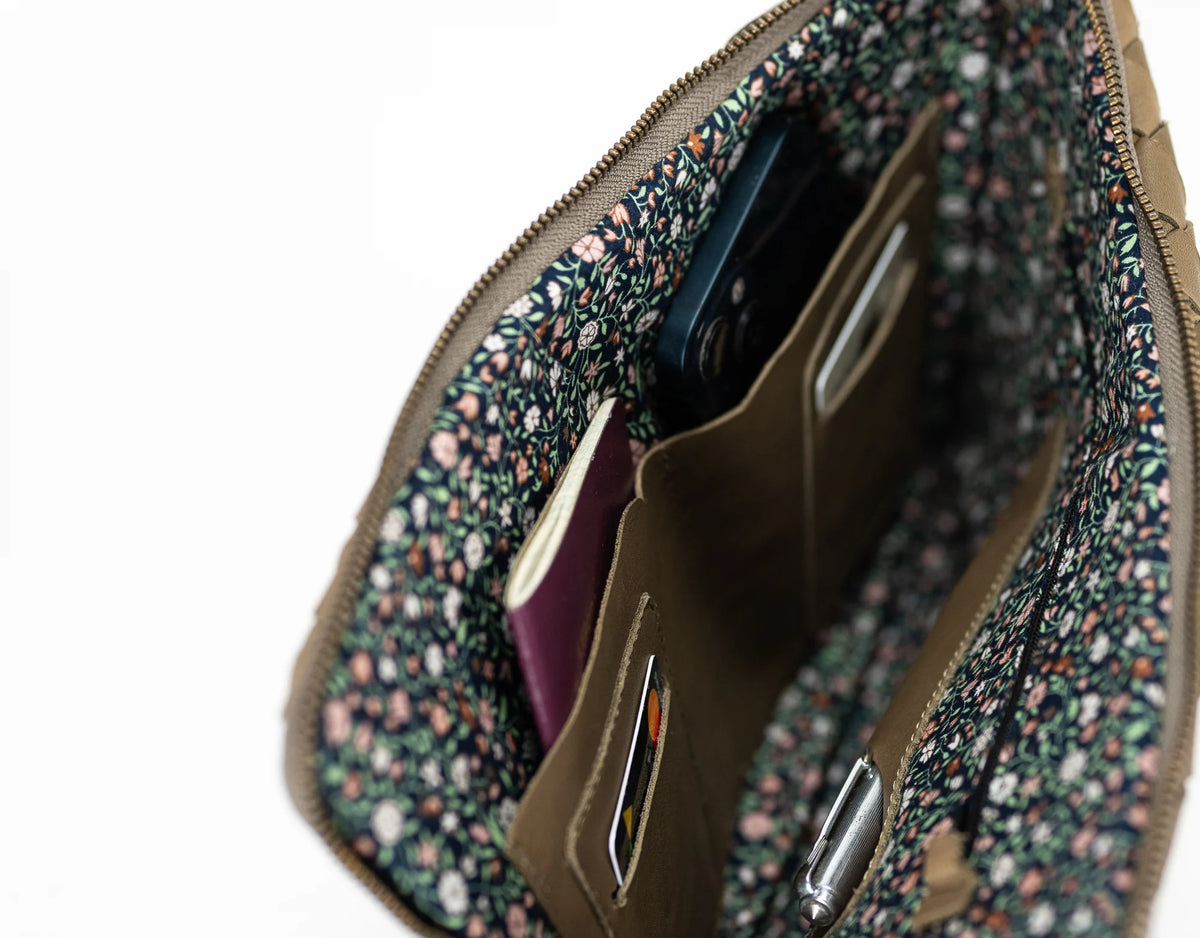 Athena Tablet Clutch - Khaki Brown leather