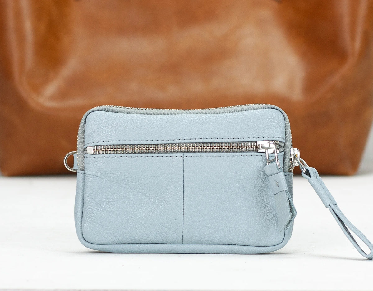 Antheia mini wallet - Light Blue leather