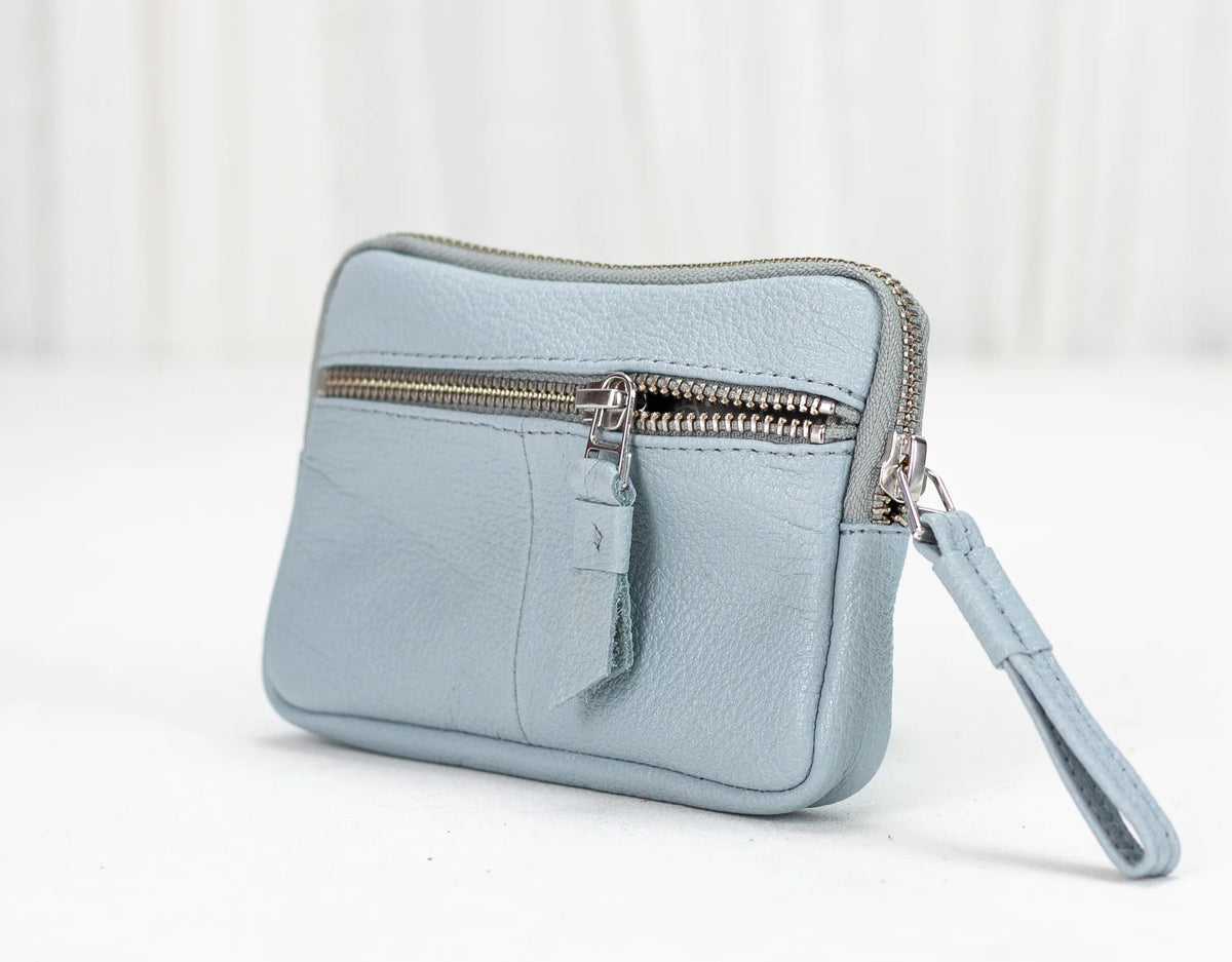 Antheia mini wallet - Light Blue leather