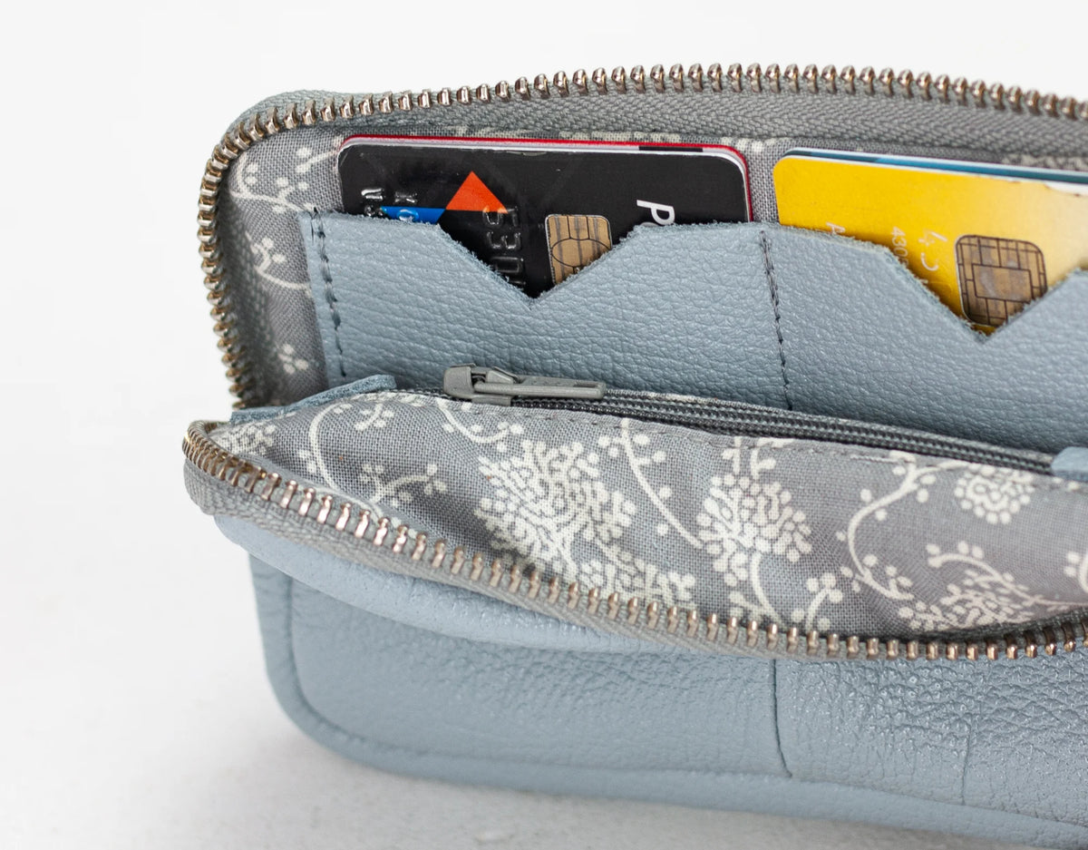 Antheia mini wallet - Light Blue leather