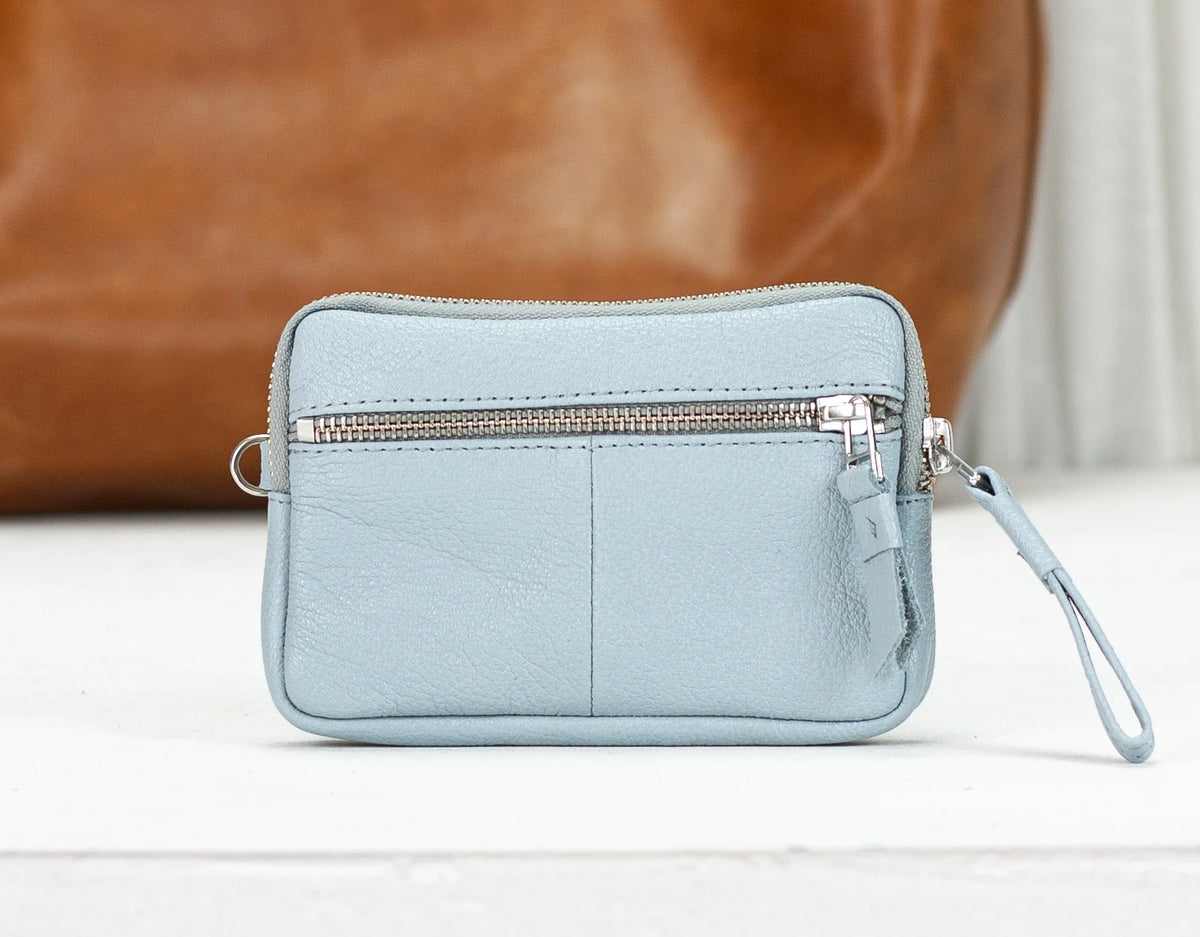 Antheia mini wallet - Light Blue leather