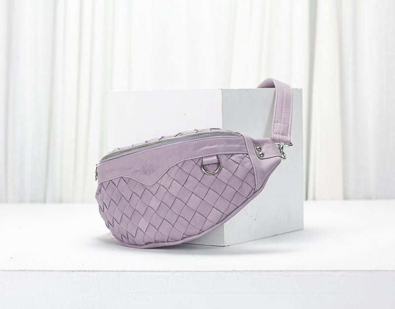 Haris fanny pack - Mauve handwoven leather - milloobags