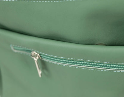 green leather bag insert