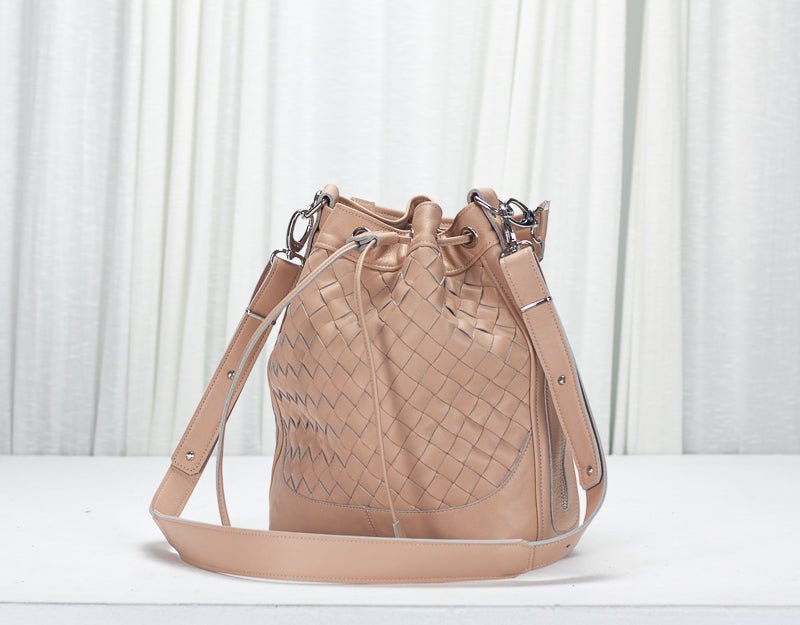 Danae bag - Pale pink handwoven leather - milloobags