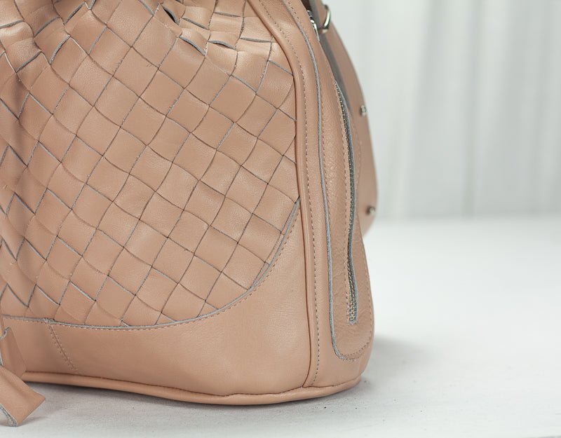 Danae bag - Pale pink handwoven leather - milloobags