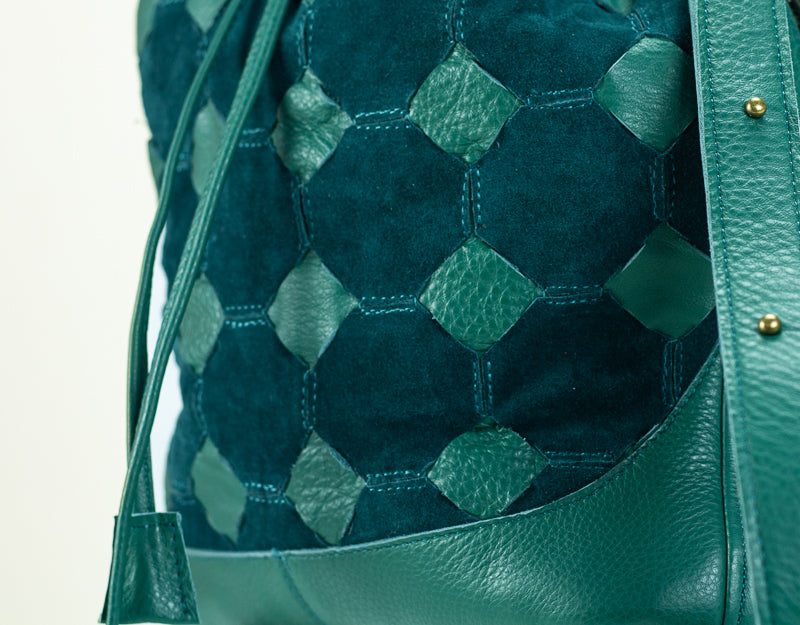 Danae bag - Petrol green handwoven leather