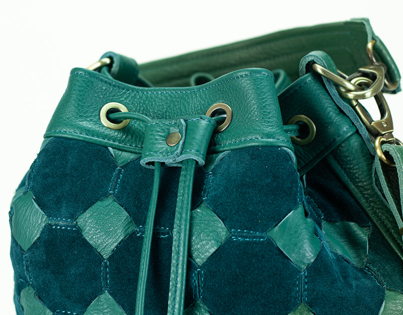 Danae bag - Petrol green handwoven leather