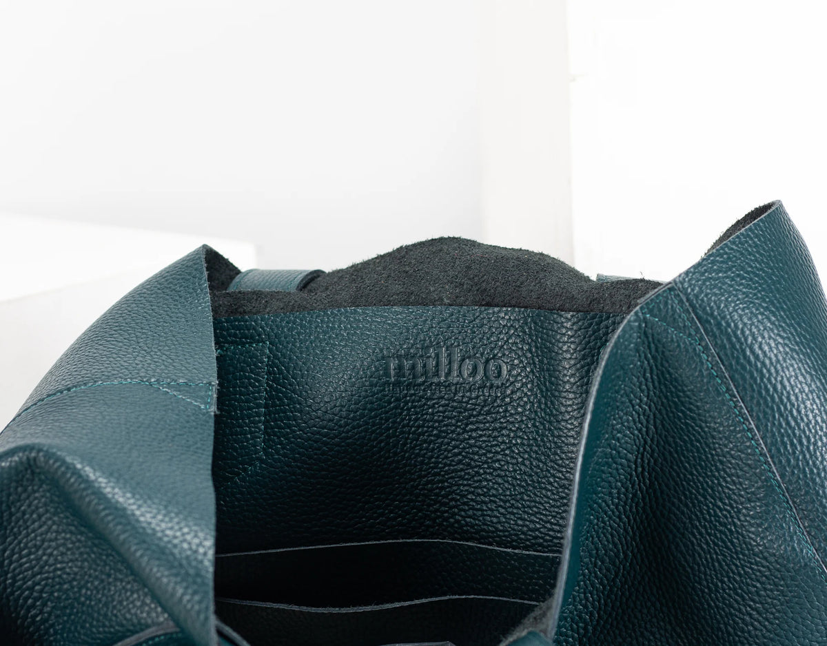Calisto tote bag - Midnight green pebbled leather