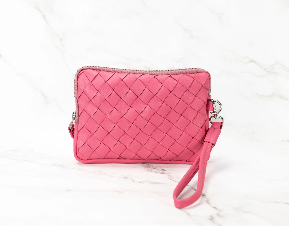 Antheia clutch wallet - Bubble pink leather