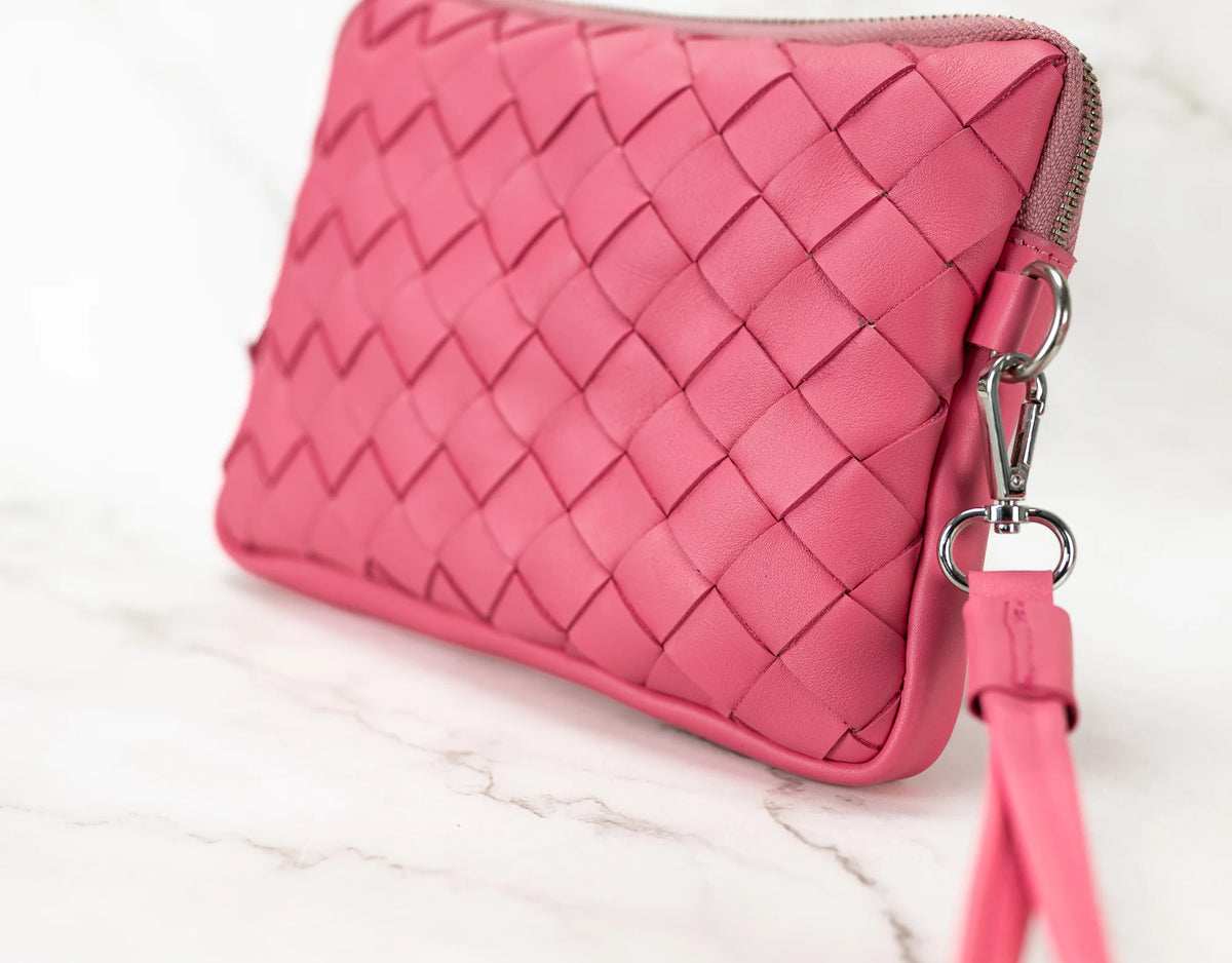 Antheia clutch wallet - Bubble pink leather