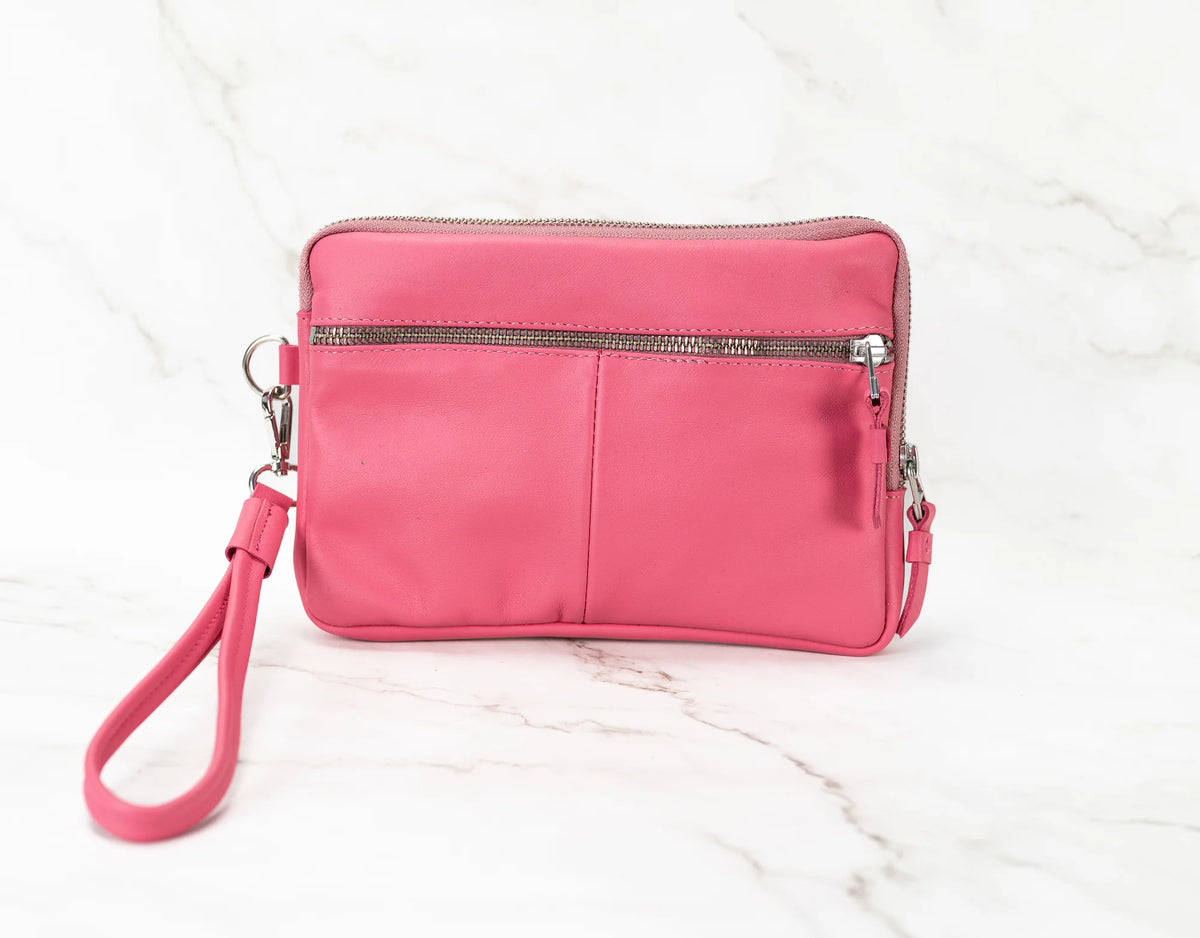 Antheia clutch wallet - Bubble pink leather