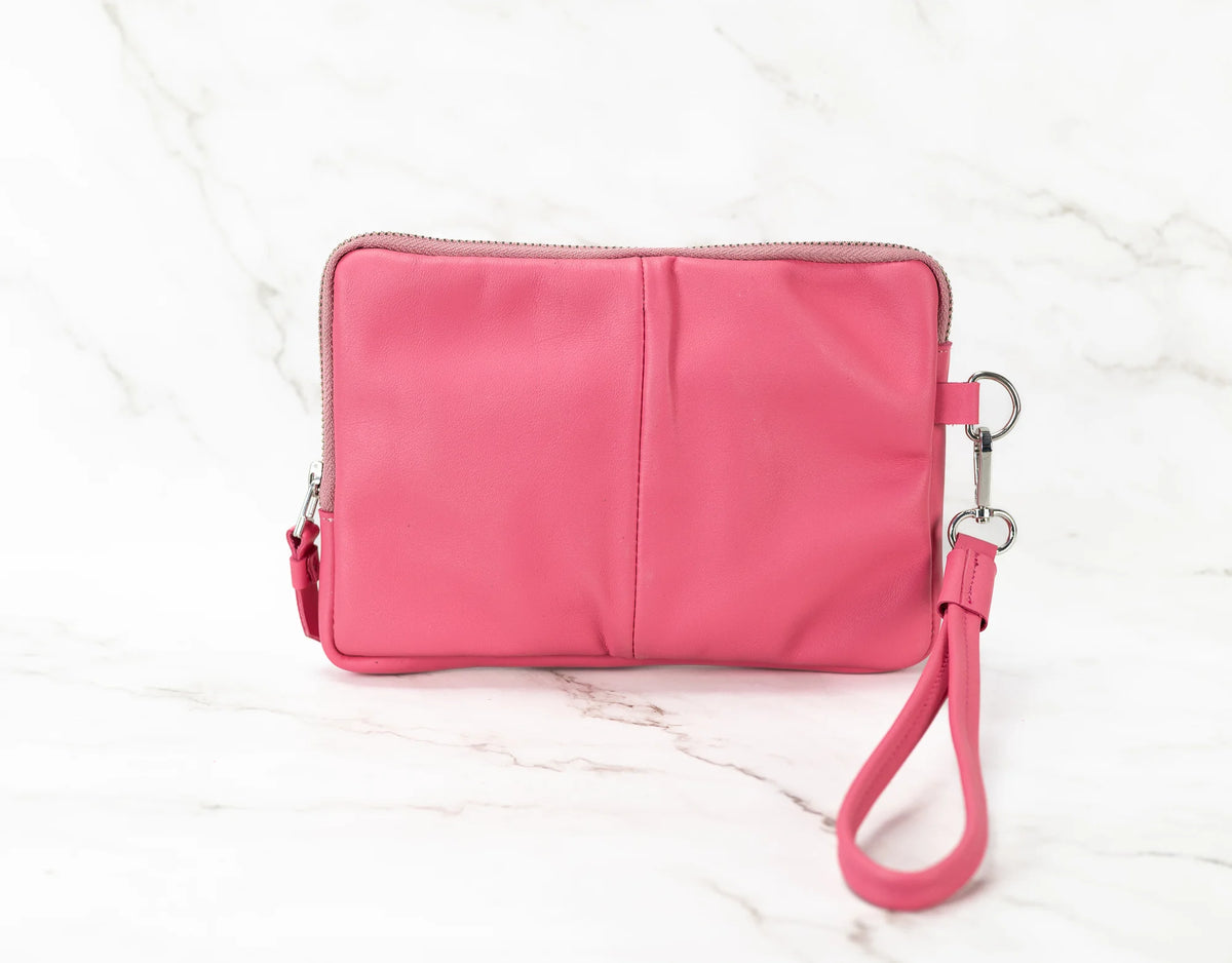 Antheia clutch wallet - Bubble pink leather