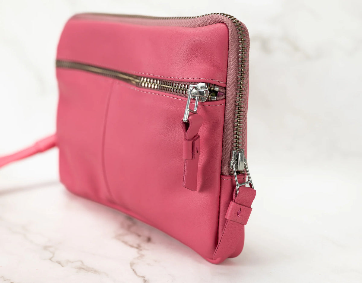 Antheia clutch wallet - Bubble pink leather