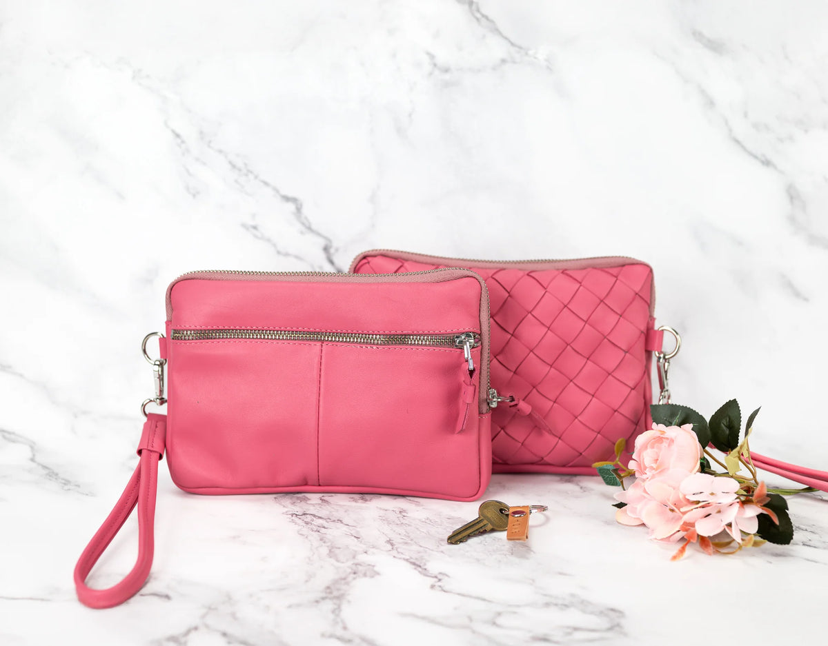 Antheia clutch wallet - Bubble pink leather