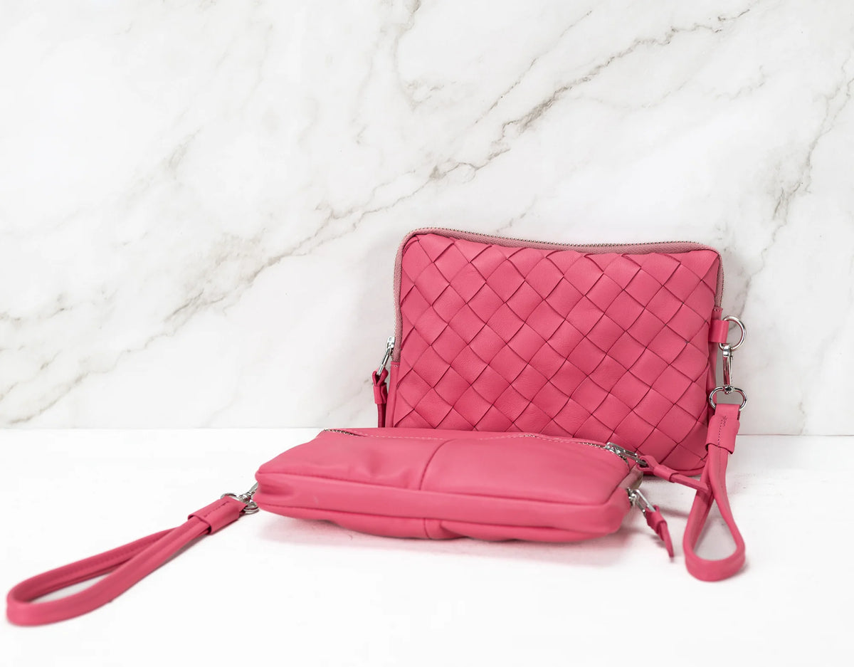 Antheia clutch wallet - Bubble pink leather