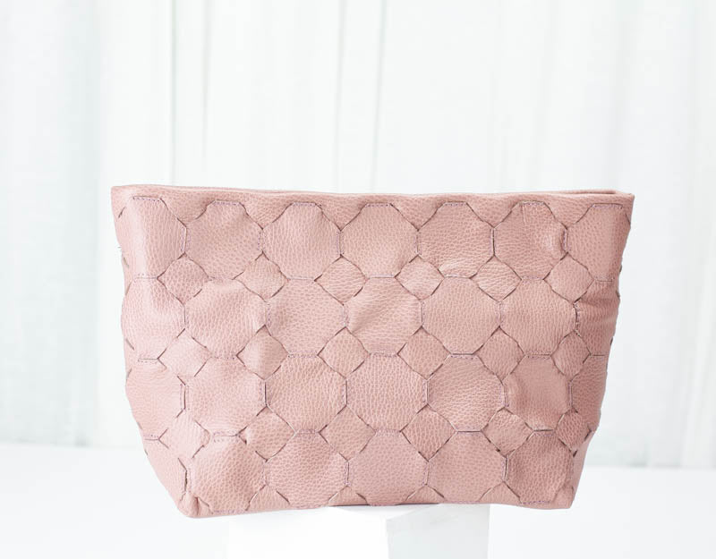 Helon clutch - Handwoven dusty pink leather - milloobags
