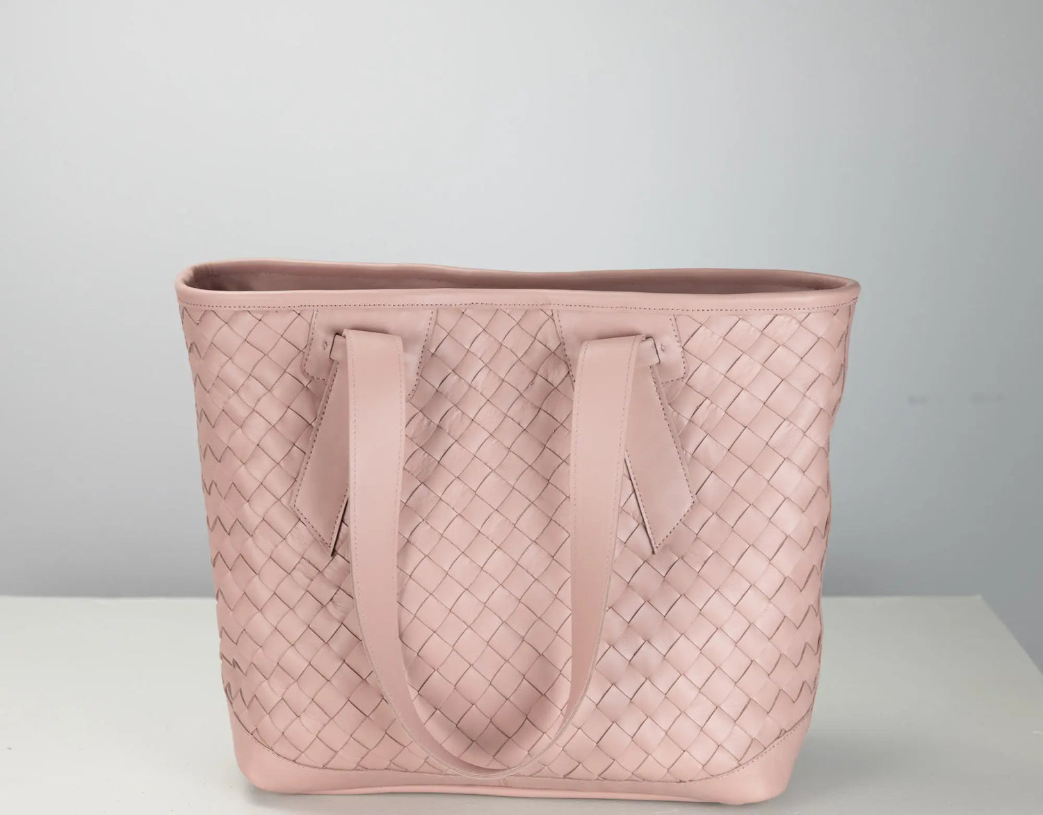 Calisto Tote Bag - Pink Handwoven Leather