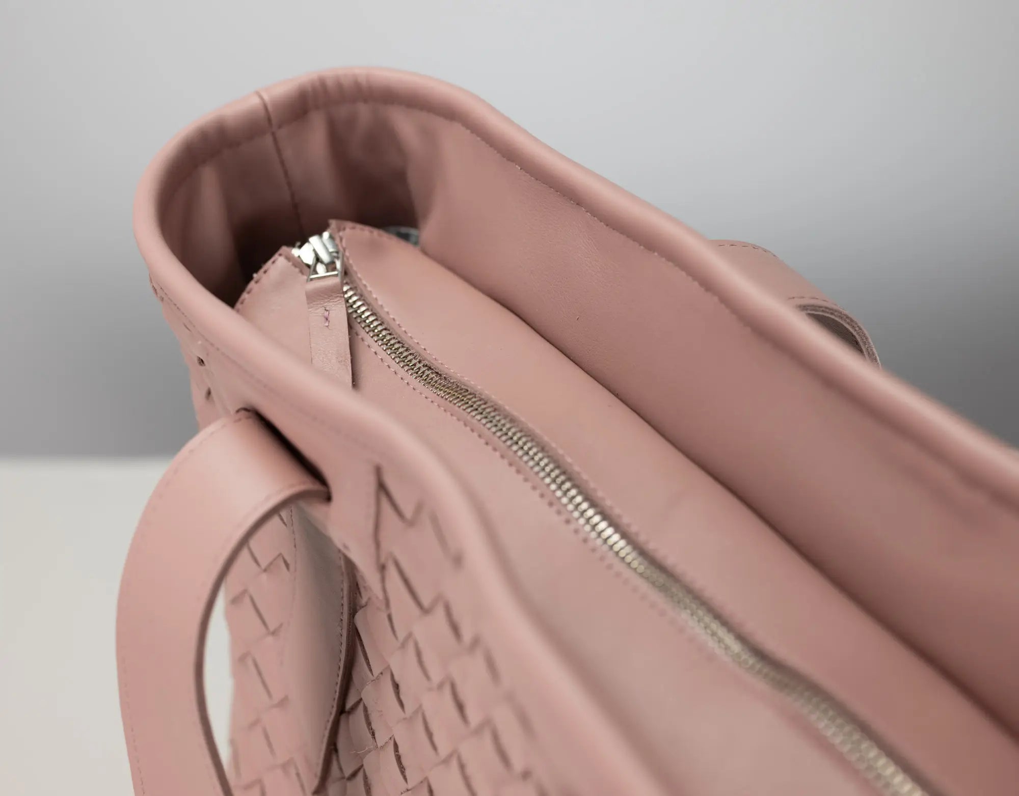 Calisto Tote Bag - Pink Handwoven Leather