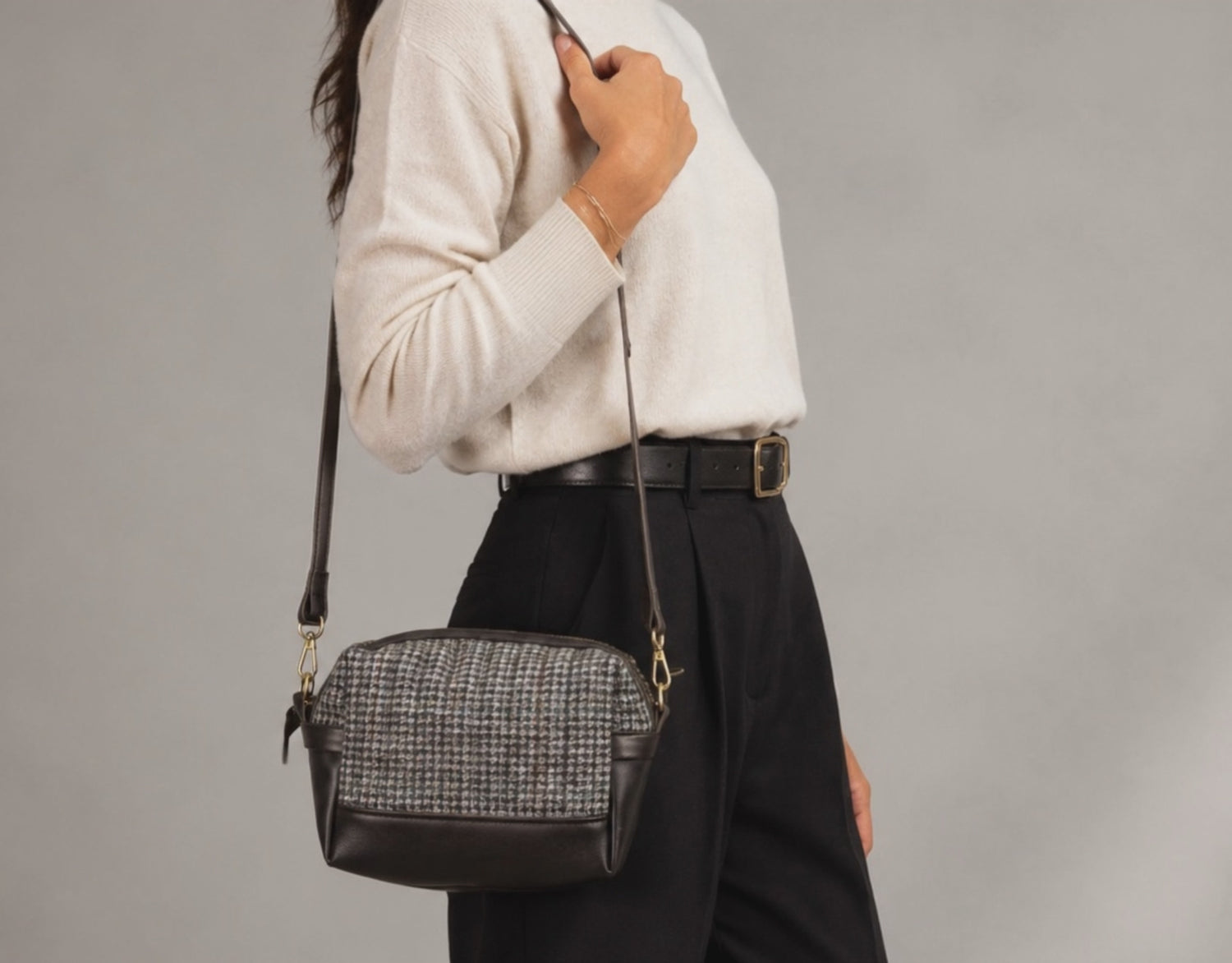 brown wool and leather bag by milloobags