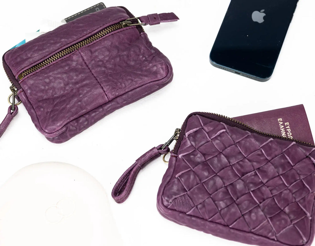 Antheia Mini wallet - Raspberry Leather
