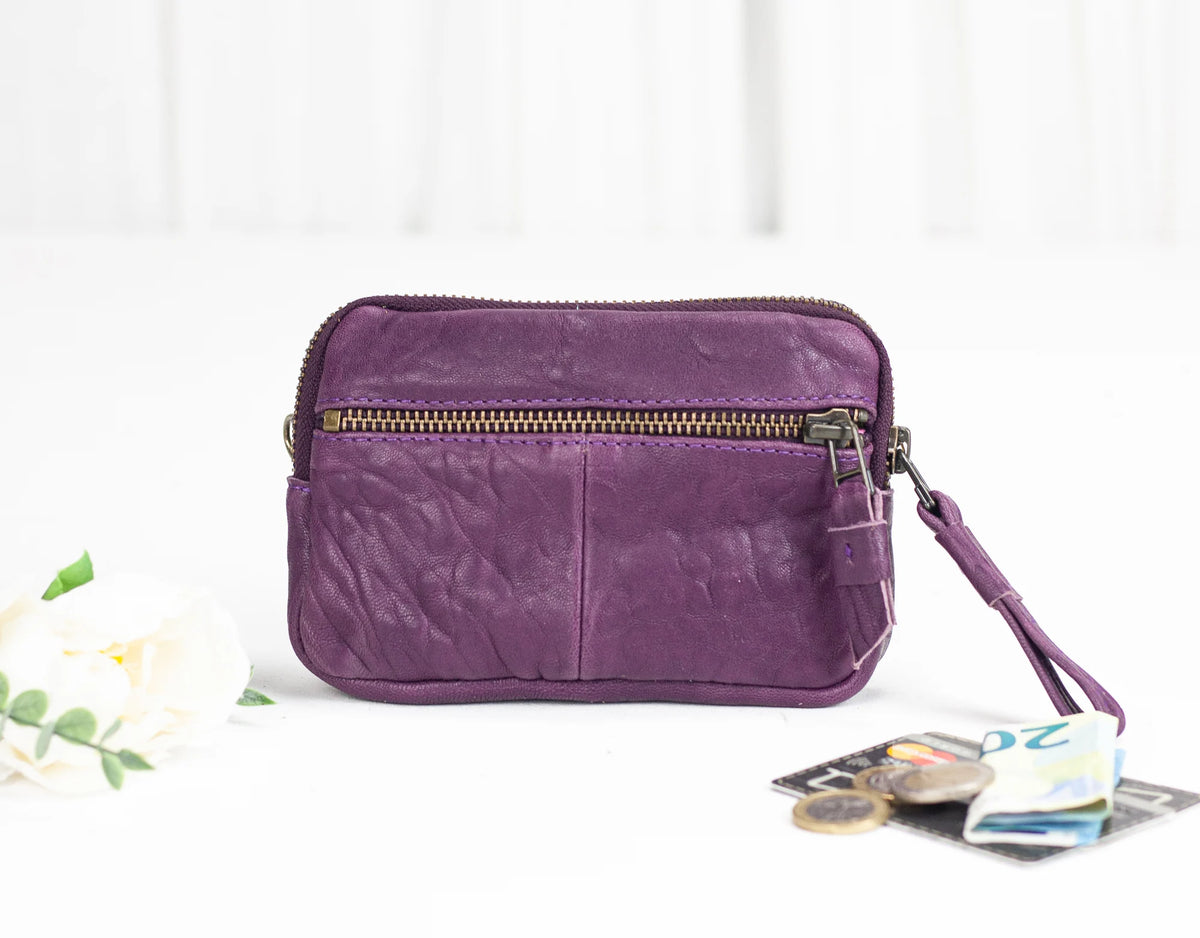 Antheia mini wallet - Imperial purple sheepskin