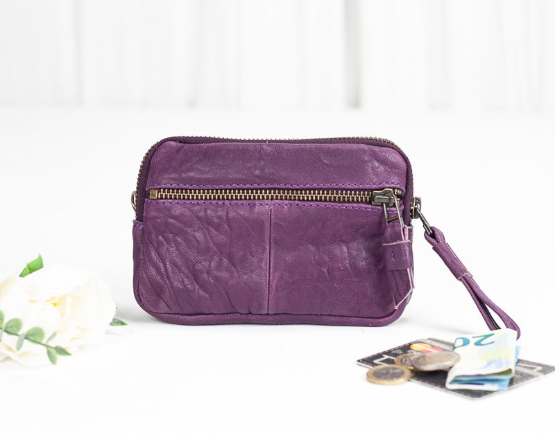 Antheia mini wallet - Imperial purple leather - milloobags