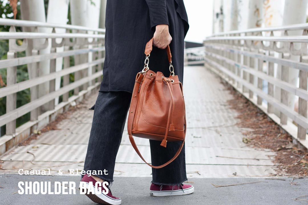 Shoulder bags by milloobags in leather and canvas.