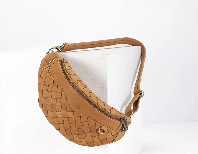 Brown leather fanny pack