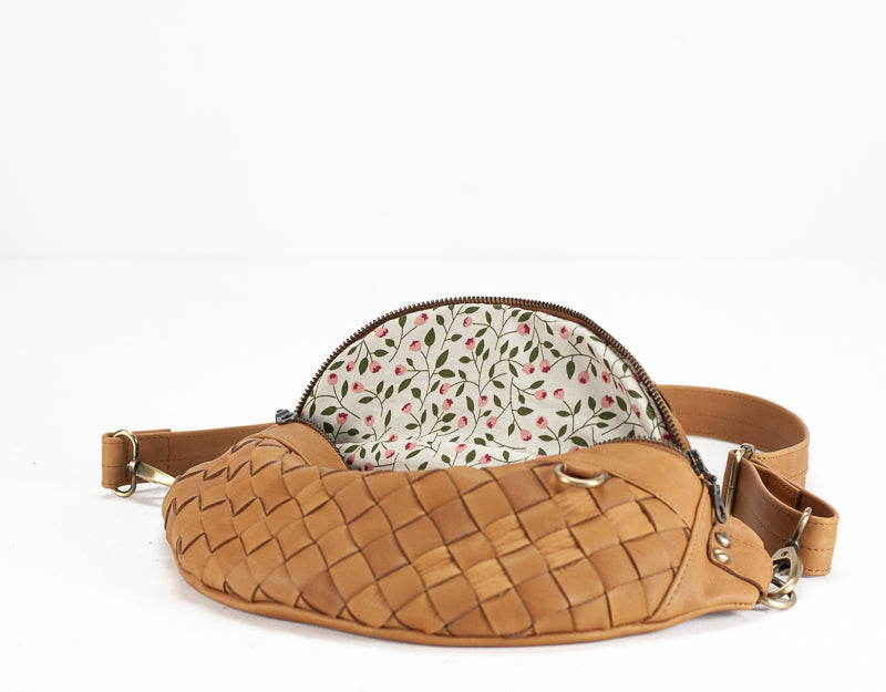 Haris Fanny Pack - Tabac Brown Handwoven Leather