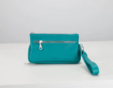 teal blue leather wallet by milloobags