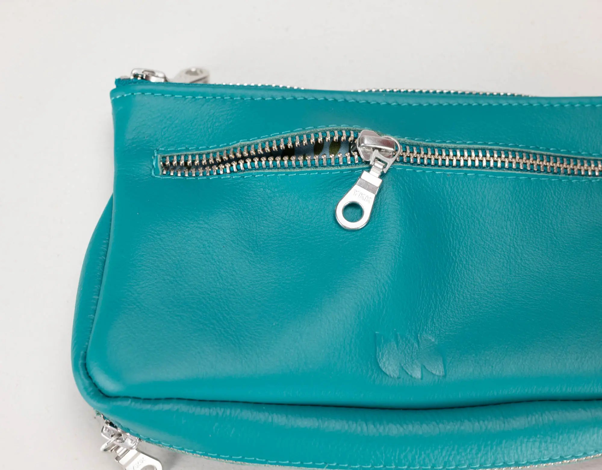 teal blue leather wallet by milloobags