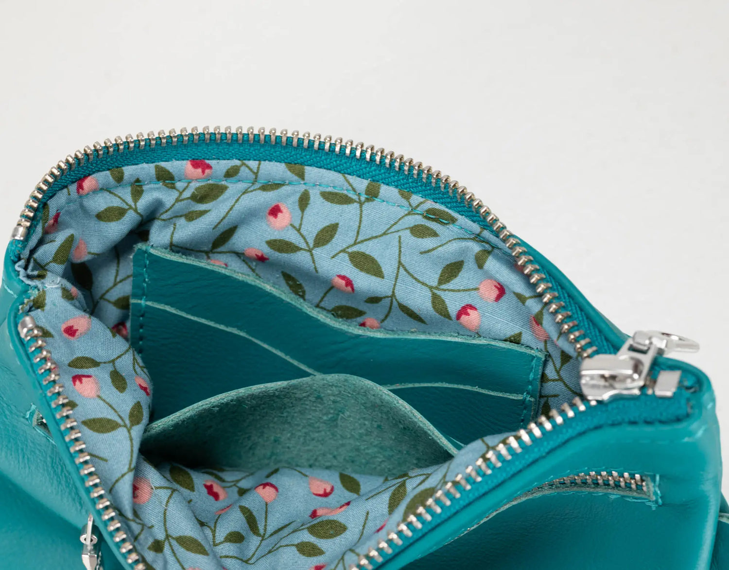 teal blue leather wallet by milloobags
