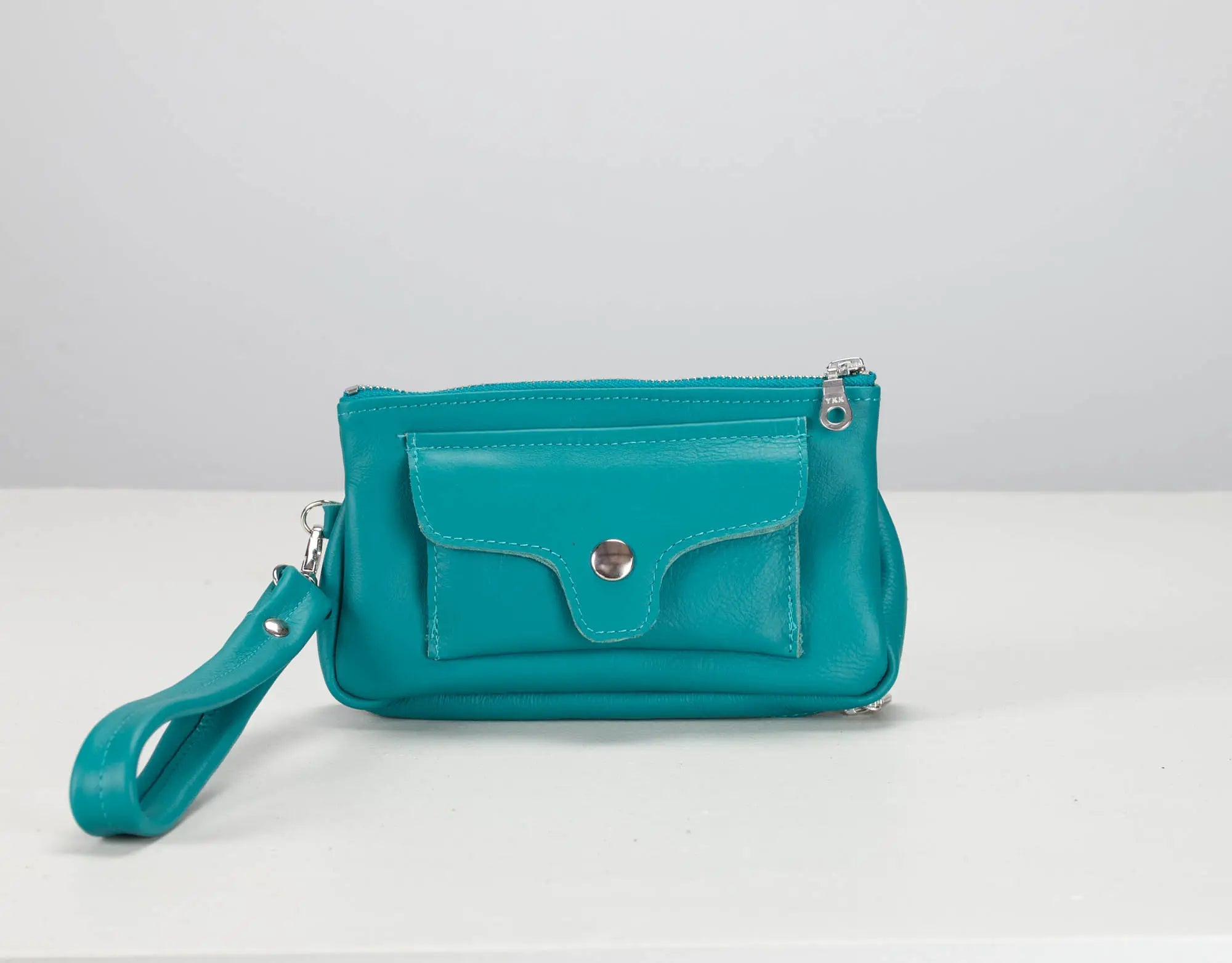 teal blue leather wallet by milloobags