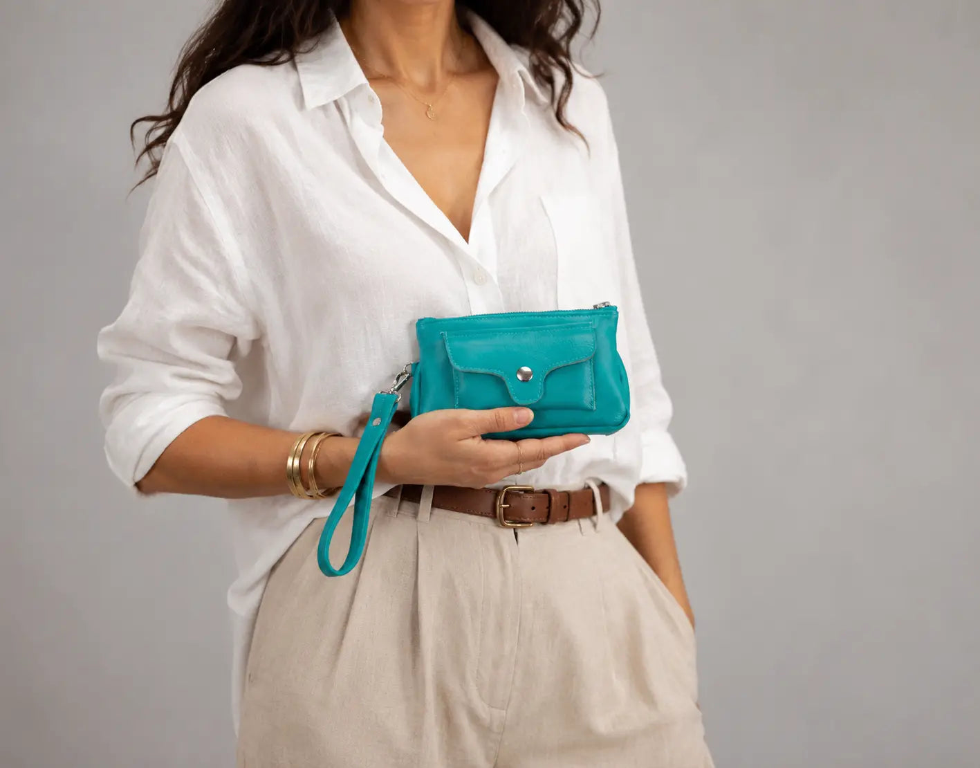 teal blue leather wallet by milloobags
