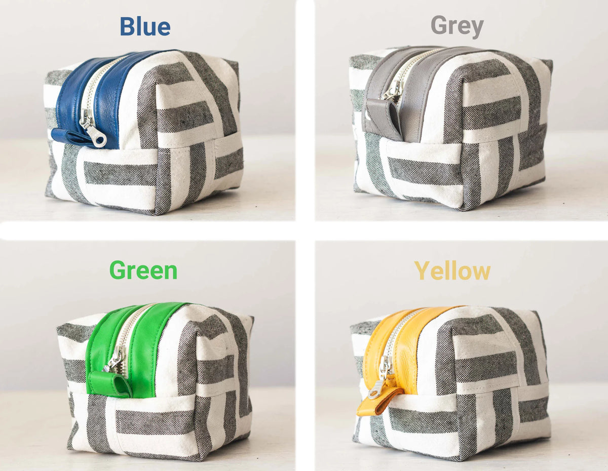 Cube case - Stripe canvas and leather