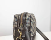 brown wool and leather purse