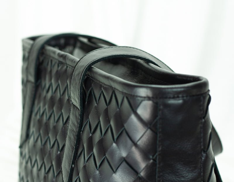 Calisto tote bag - Black hand woven leather - milloobags