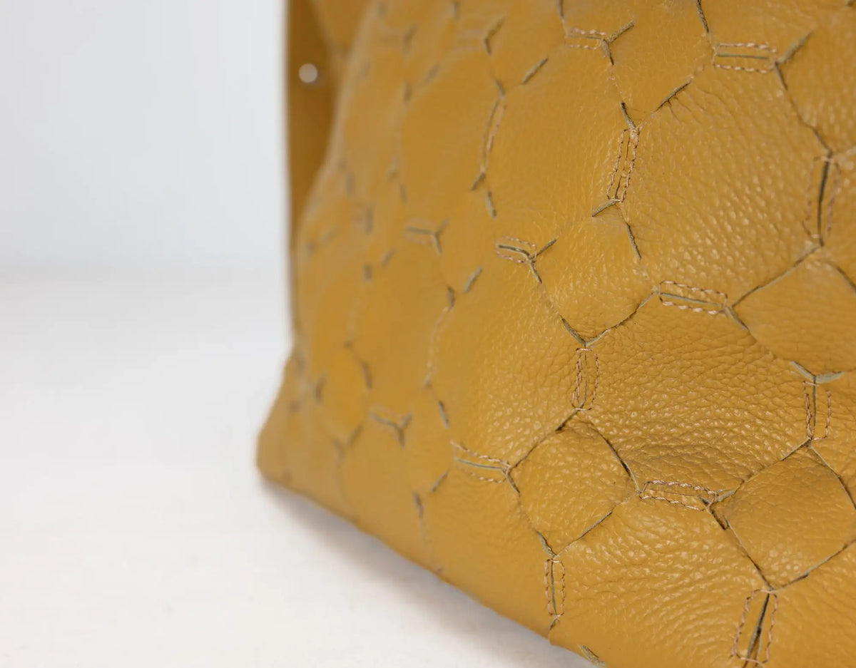 Helon purse - Handwoven Yellow leather