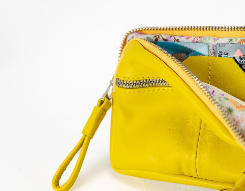 Antheia mini wallet - Yellow leather - milloobags