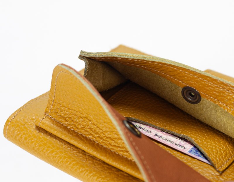 Iole wallet - Yellow pebbled leather - milloobags