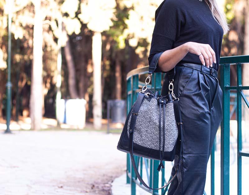 Danae bag - Black leather and wool - milloobags