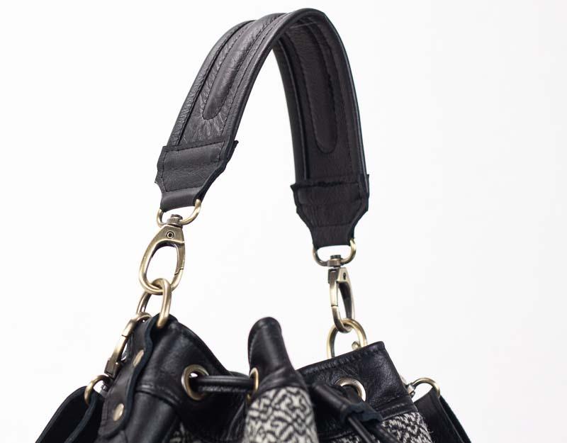 Danae bag - Black leather and wool - milloobags
