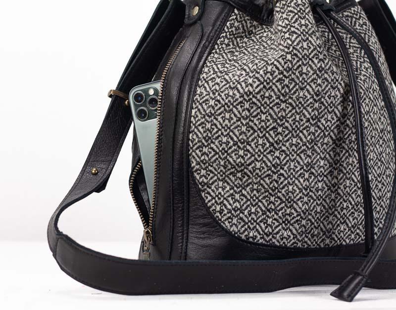 Danae bag - Black leather and wool - milloobags