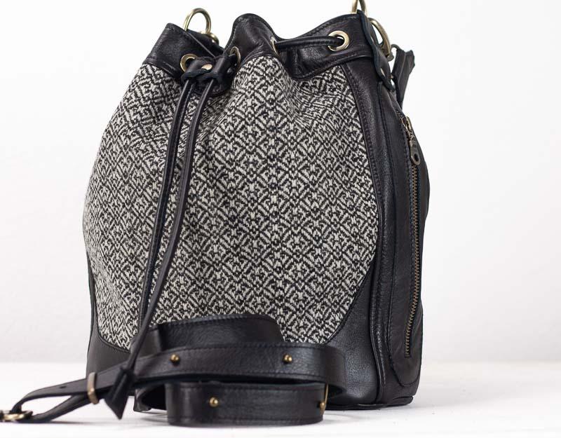 Danae bag - Black leather and wool - milloobags