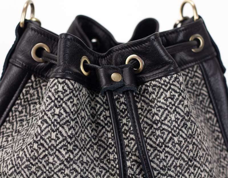Danae bag - Black leather and wool - milloobags