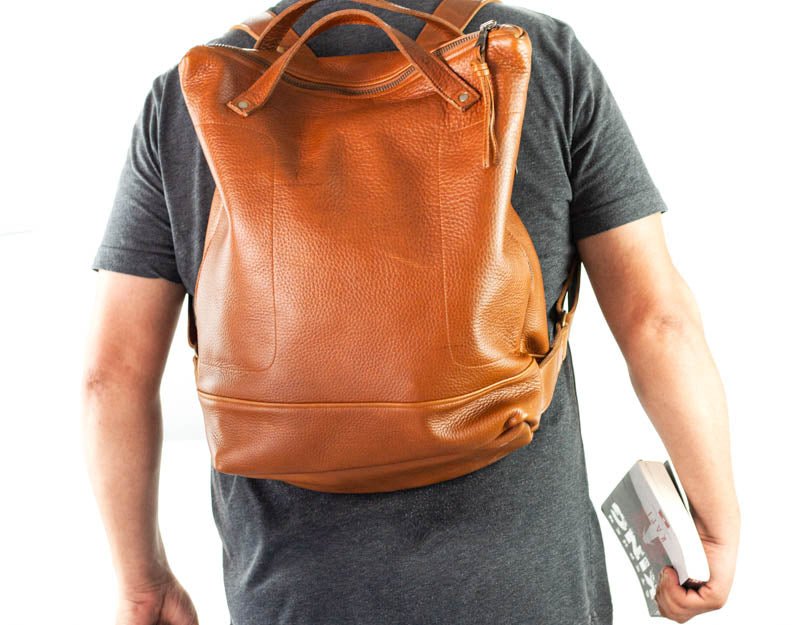 Minos backpack - Brown pebbled leather - milloobags