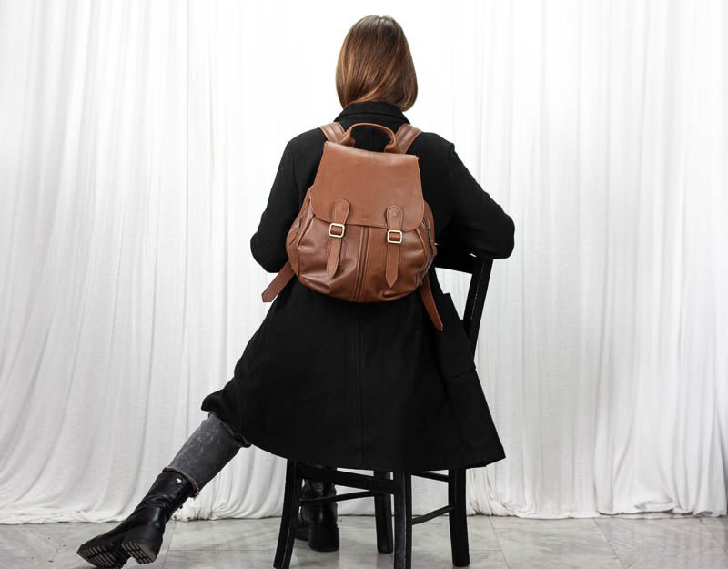 Artemis backpack - Spicy brown leather - milloobags
