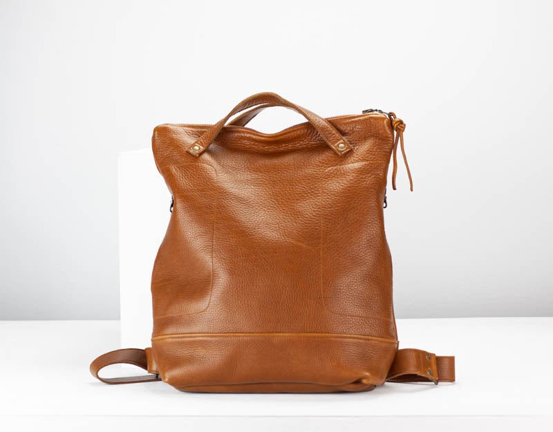 Minos backpack - Brown pebbled leather - milloobags