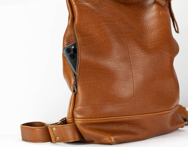 Minos backpack - Brown pebbled leather - milloobags